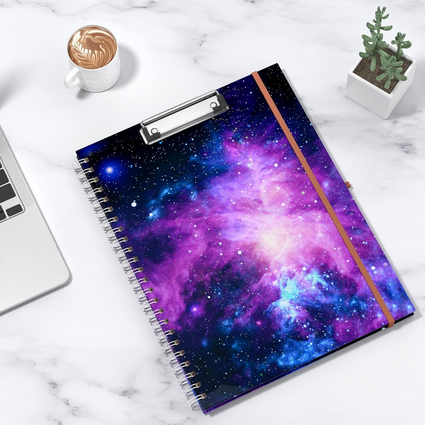 Rimilak Spiral Clipboards Folio with Refillable Lined Notepad, 14.5 x 9.8 In, Hardcover Cover with 5 Interior Pockets, Elastic Band and Pen Loop Series. Cute Stylish Clipfolio, Daisy Flower