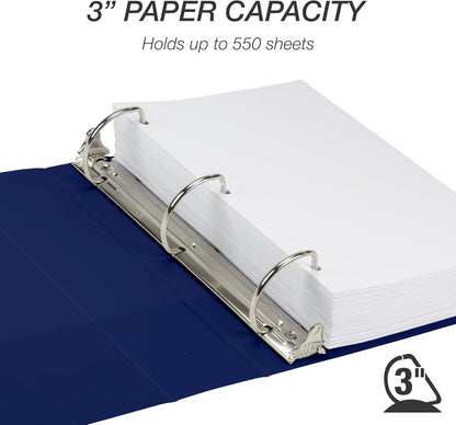 Samsill Durable 4 inch 3 Ring Binder, D Ring Binder, 100% Recycled Chipboard, Black, 2 Pack