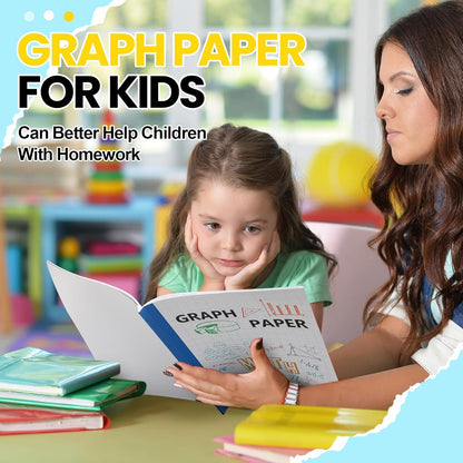 Ctosree 3 Pcs Graph Paper for Kids 1/2 Inch Squares Math Graph Paper Composition Notebook 8.5 x 11 Inches Quad Ruled Grid Notebook for Kids School Supplies