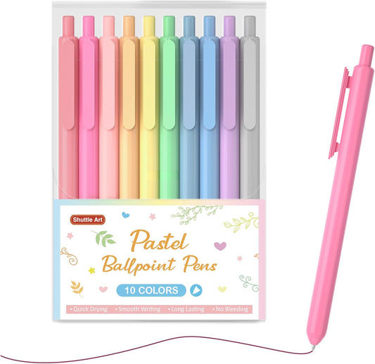 Shuttle Art Colored Retractable Gel Pens, 24 Bright Ink Colors, Cute Pens 0.7mm Fine Point Quick Drying for Writing Drawing Journaling Note Taking School Office Home
