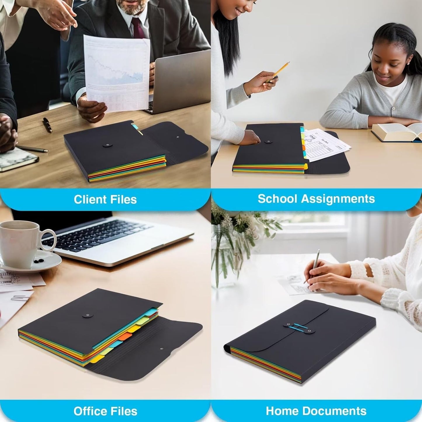 Blue Lake ECOLIFE Recyclable Paper 6-Pockets Expanding File Document Folder Plastic Free, Accordian File Organizer - A4 Letter Size, 200 Sheet Capacity for School, Office, Home Ruby