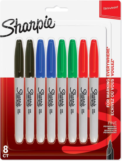 Sharpie Permanent Markers, Fine Point, Black, 12 Count