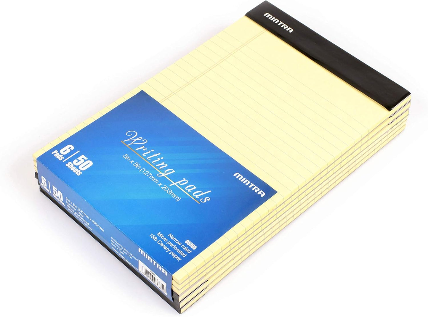 Mintra Office Colorful Legal Pads - Includes 2 Blue, 2 Pink, and, 2 Green Writing Pads, Micro Perforated Lined Sheets, Ideal for Professional & Personal Use, 5"x8" Narrow Ruled, 6 pack Basic Pastel