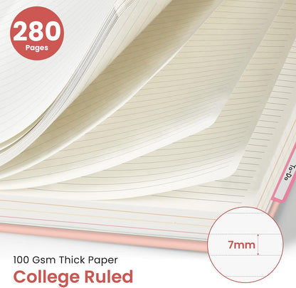Hardcover Spiral Journal Notebooks for Work With Removable Dividers & Tabs, 8.5"x11" 5 Subject Notebook for Note Taking & Organizer, A4 College Ruled Lined Journal for Women & Writing, Aquamarine, 280 Pages