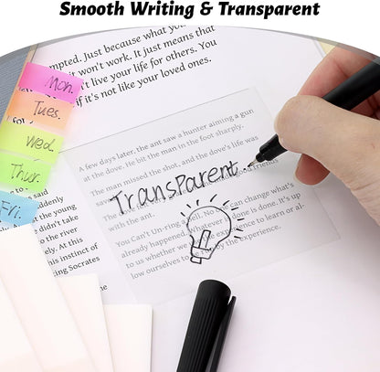 800 Sheets Transparent Sticky Notes, 3x3 Inch 14 Pads Self-Adhesive Translucent Clear See Through Post Sticky Notes for Planner Office School College Teacher Student Supplies 6 Bright Color