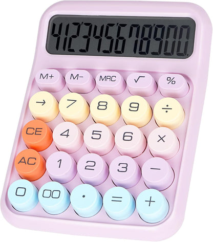 Mechanical Switch Calculator with Big Buttons, Calculators Desktop, 12 Digits, Large LCD Display, Desk Calculator, Cute Pink Calculators for Teachers Students Basic Office (Pink)