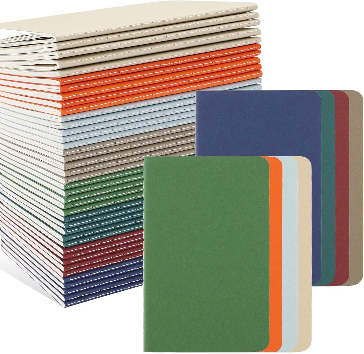 Oucaru 48PCS Pocket Notebook, 3.5" x 5.5", 8 Color, 52 Pages Blank Notebook Mini Notebook Journal, Small Notebook Memo Notepad for Students, Traveler, School Supplies
