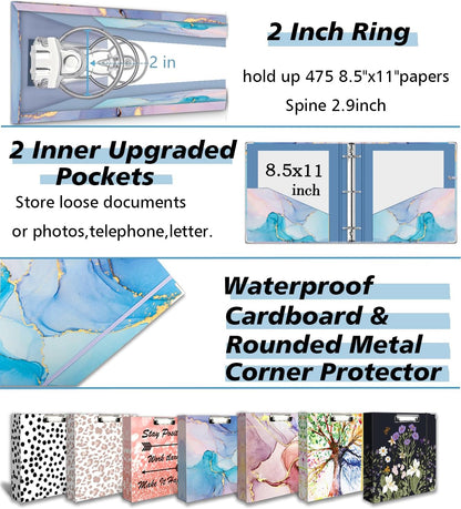 3 Ring Binder 1 Inch, Three Ring Binders Organizer with Clipboard, 5-Tabs Pockets Dividers, Plastic Folder, 18 Divider Stikers, BVSSX Pretty Binder with Pen Loop (Black Weeds, Letter Size)
