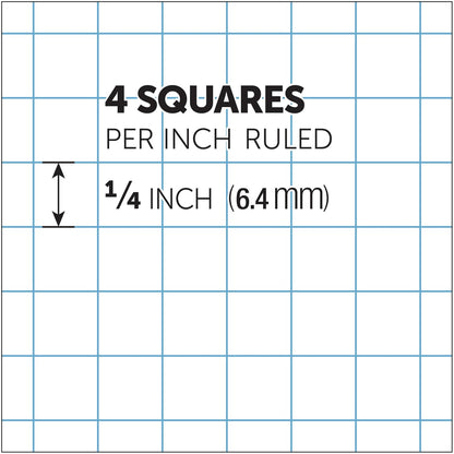 Office Depot Quadrille Pads, 4 x 4 Squares/Inch, 25 Sheets, White, Pack Of 6, 99476