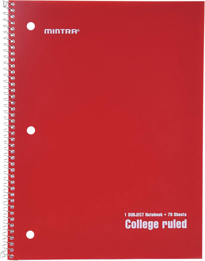 Mintra Office Spiral Notebooks, Wirebound, Journals for School, Work, Business, Aesthetic Stationery, Writing Pads, Teacher & Student Supplies (6, Pastel, College)