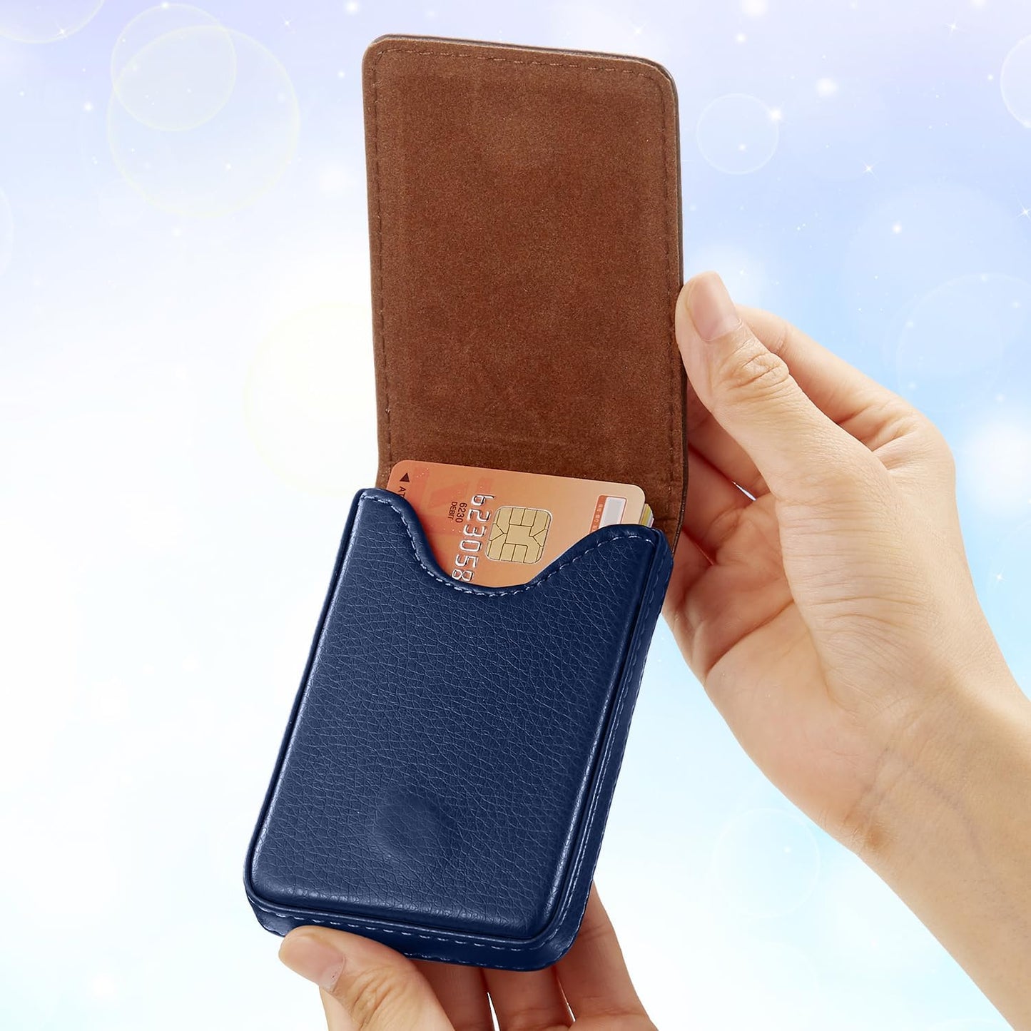 Outus 2 Pieces Business Card Holder, PU Leather Business Card Case Pocket Wallet with Magnetic Shut for Valentines Gift Men Women(Black and Coffee,Classic)