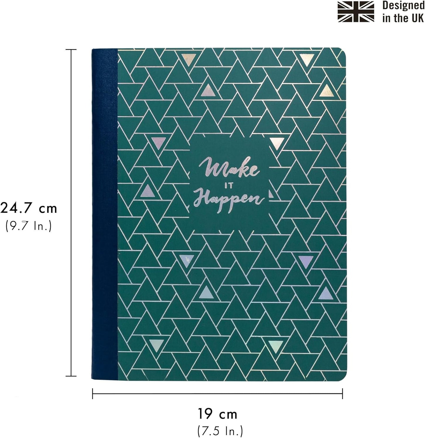 Pukka Pad, Composition Notebooks - 3 Pack of Journals Featuring 140 Pages of College Ruled 80GSM Paper with Sturdy Cover Stock - 9.75 x 7.5in - Bloom
