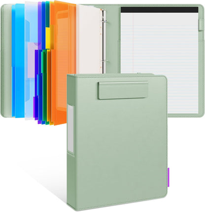 JoyCat 3 Ring Binder Clipboard with Storage,12.4"x10.2"Magnetic Clipboard Folder with 5 Expandable Folders,Refillable Lined Notepad (11" x 8.5"),Ideal for School Office Nursing(Pink)