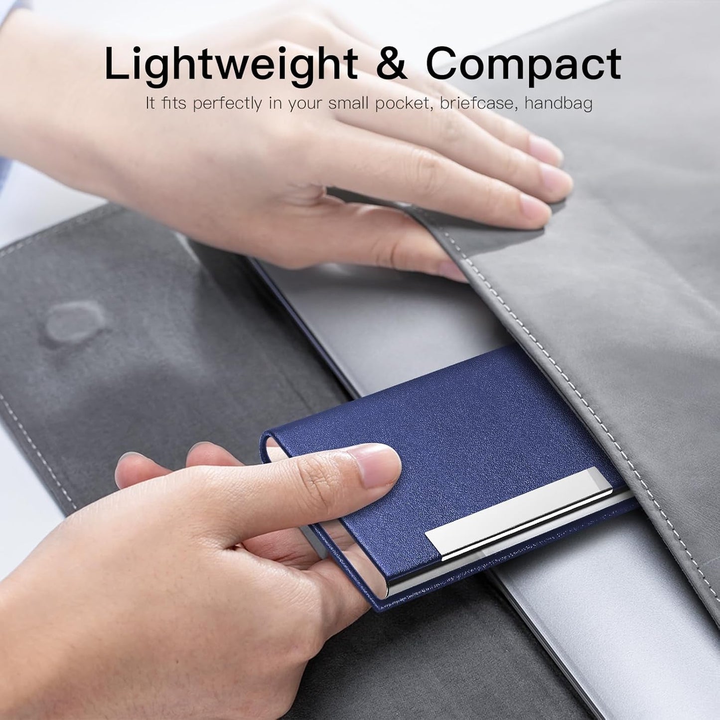 Padike Business Card Holder/ Case Professional PU Leather & Stainless Steel Multi Wallet Credit Card ID Case/Holder for Men & Women. (Black)