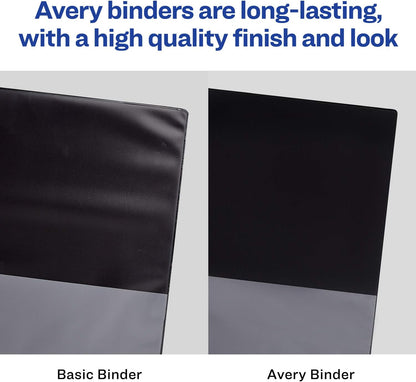 Avery Durable View 3 Ring Binder, 3 Inch Slant Rings, 635 Sheet Capacity, Black, Holds 8.5 x 11 Paper, 3.5" Wide Spine, DuraHinge for Organizing Reports & Projects (17041)