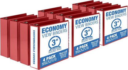 Samsill 1.5 Inch 3 Ring Binders, Economy Round Ring, Clear View Cover, 325 Sheet Capacity - for School, Home, Office - White, 4 Pack