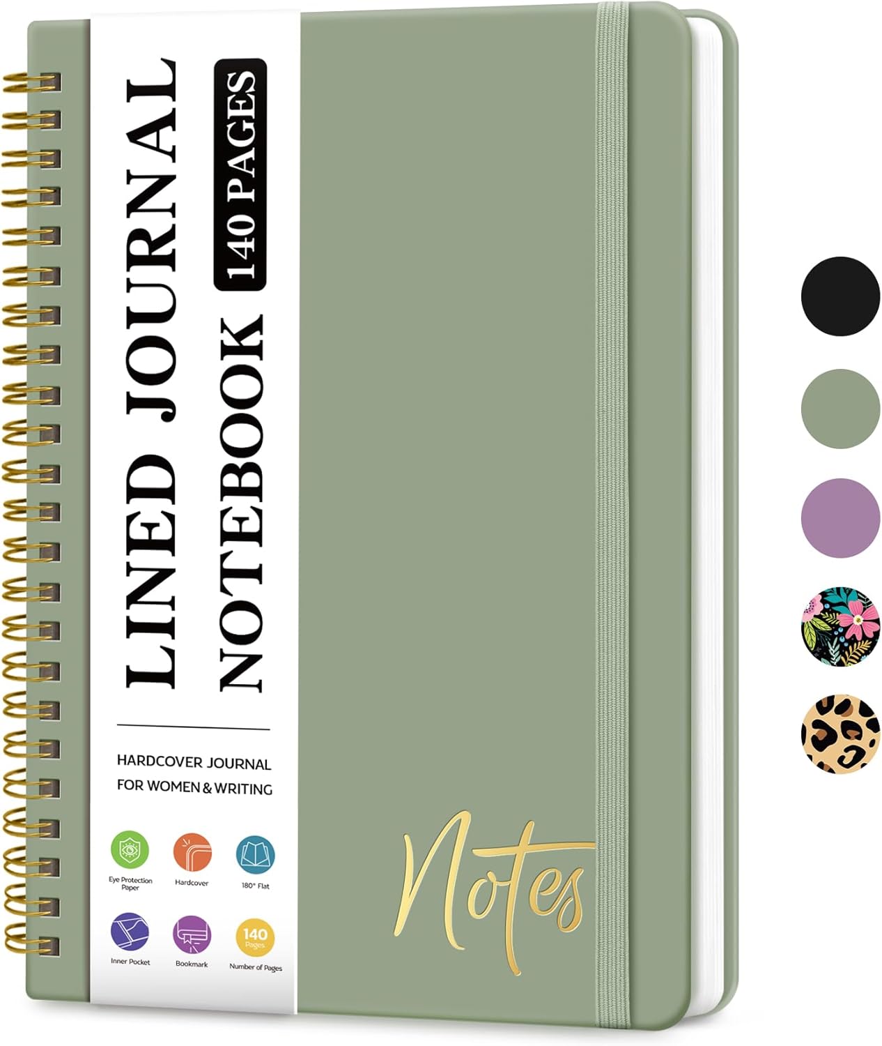 ZOTIA Lined Spiral Journal Notebook for Women, A5 College Ruled Journals for Writing, Hardcover Notebooks for Work, Note taking and Office School Supplies,140 Pages - Yellow