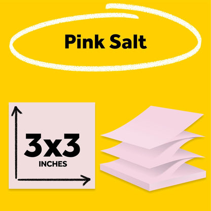 Post-it Super Sticky Pop-up Notes, 3 in x 3 in (76 mm x 76 mm), Pink Salt, 1 Pad with 90 Sheets in Portable Pop-up Dispenser for Reminders, Calendars, to-Do Lists at Home, School, Office