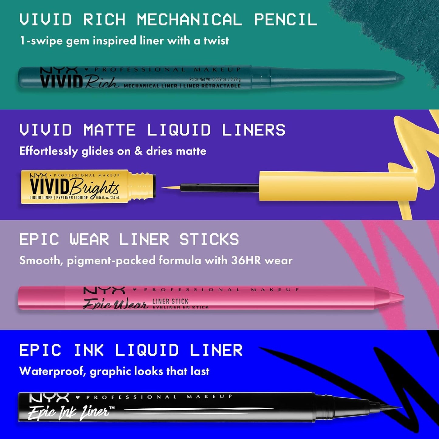 NYX PROFESSIONAL MAKEUP Vivid Rich Mechanical Eye Pencil, Vivid Rich Mechanical, Creamy Retractable Eyeliner - Smokin Topaz, Brown Eyeliner
