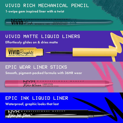 NYX PROFESSIONAL MAKEUP Vivid Rich Mechanical Eye Pencil, Vivid Rich Mechanical, Creamy Retractable Eyeliner - Smokin Topaz, Brown Eyeliner