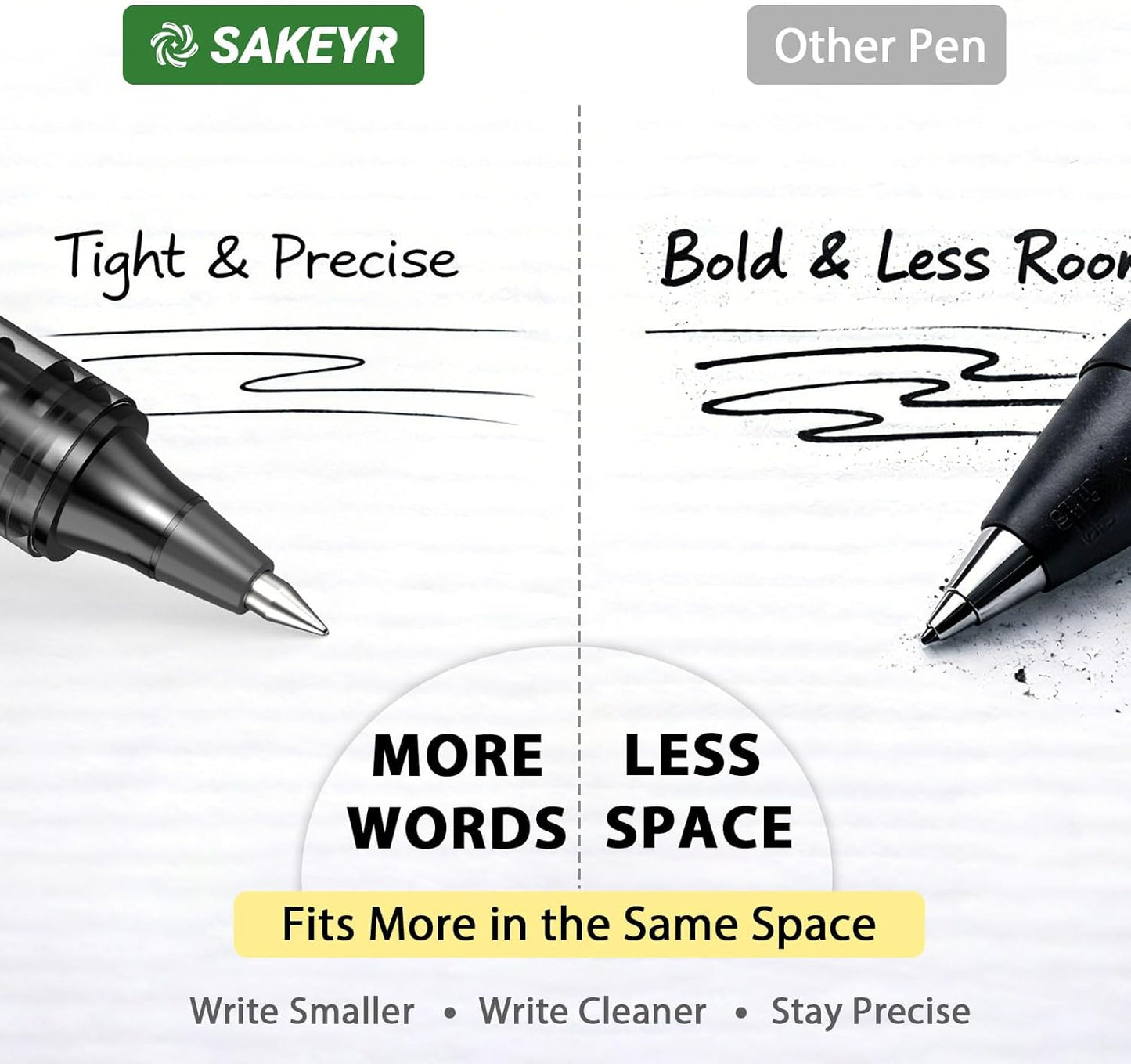 SAKEYR Rollerball Pens, 16 Pack Black Fine Point (0.5mm) Liquid Ink Pens for Smooth Writing, Quick-Drying, Note-Taking, Signatures, Office, School, Journaling & Daily Use
