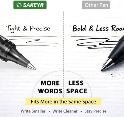 SAKEYR Rollerball Pens, 16 Pack Black Fine Point (0.5mm) Liquid Ink Pens for Smooth Writing, Quick-Drying, Note-Taking, Signatures, Office, School, Journaling & Daily Use