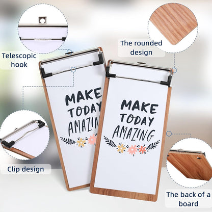 Epakh 20 Pcs Mini Clipboard Small Clipboards Wooden Half Page Clipboard Wood Check Presenters Kids Clipboards for Restaurant School Waitress Guest Server Books Menu Holder, 8 x 4 Inch