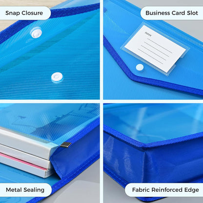 Plastic Expanding File Folder, Folders for Documents, Transparent Envelopes with Elastic Closure, File Folder Organizer Holder, Large Capacity, Fit Letter/A4 Size (2Pcs)