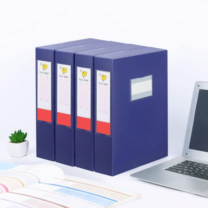 HUA JIE 2 Pack A4 Storage File Boxes Archives Case,65mm Spine,Box File Document Storage Box with Metal Clip for Office School -Black