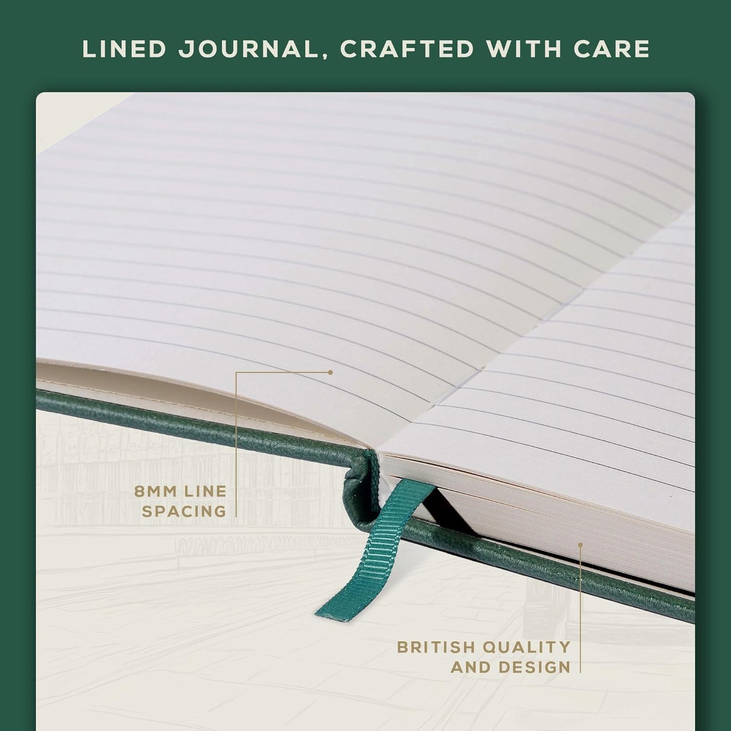 BEECHMORE BOOKS Large Lined Journal Notebook, 8.5" x 11.5" (A4) Hardcover Vegan Leather Executive Diary for Work, Thick 120gsm Paper, Lay-Flat Binding, Gift Box
