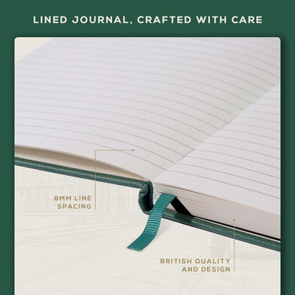 BEECHMORE BOOKS Large Lined Journal Notebook, 8.5" x 11.5" (A4) Hardcover Vegan Leather Executive Diary for Work, Thick 120gsm Paper, Lay-Flat Binding, Gift Box