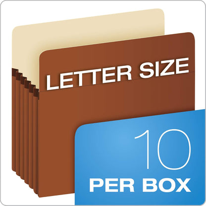 Pendaflex Expanding File Pockets, Letter Size, 5.25" Expansion, Reinforced with DuPont™ Tyvek® Material, Redrope, 10 per Box (1534G-OX)