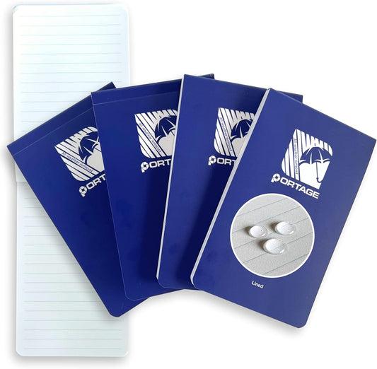 Portage Notebooks - 4 Pack Waterproof Notebook, Made From Recycled Stone Waste, Small Notepad, All Weather Notebook, Write in any Weather - 3x5 In, 40 Lined Sheets, Variety 4 Pack