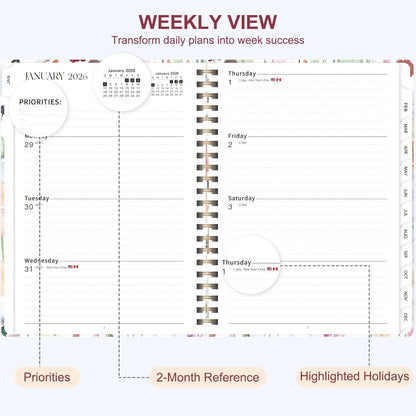 Planner 2026-2027, Weekly and Monthly Academic Year Calendar Planner, July 2026 - June 2027, Daily Agenda Book for Office School Supplies, A5(6.3'' x 8.5'')