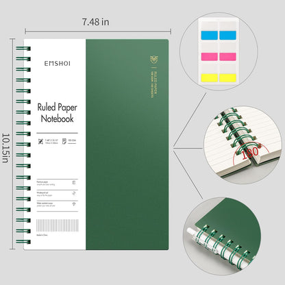 EMSHOI A5 Spiral Notebook College Ruled Lined Journal, Small 5.7" X 8.22", 300 Pages/150 Sheets, 100gsm Thick Paper, Waterproof Hardcover, for Office School Women Men Work Writing Notes, Blue