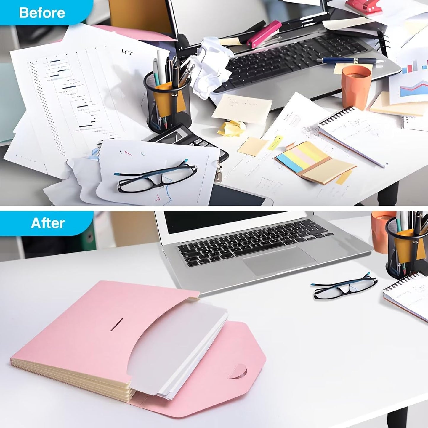 Blue Lake ECOLIFE Recyclable Paper 6-Pockets Expanding File Document Folder Plastic Free, Accordian File Organizer - A4 Letter Size, 200 Sheet Capacity for School, Office, Home Ruby