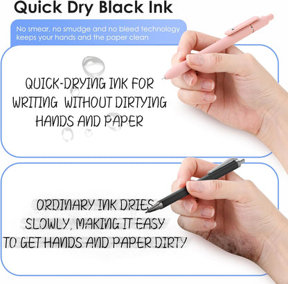 Donyang Gel Pens, 7pcs 0.5mm Black Ink Pens Quick Dry Fine Point Smooth Writing Pens for Journaling Note Taking, Cute Nurse Teacher Work Desk Accessories Office School Supplies Gifts for Women Men