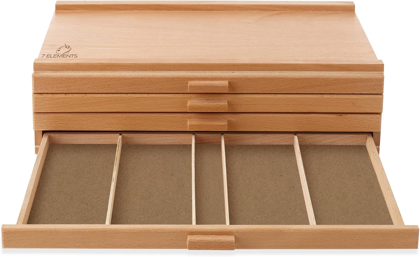 7 Elements 4 Drawer Wooden Artist Storage Supply Box for Pastels, Pencils, Pens, Markers, Brushes and Tools