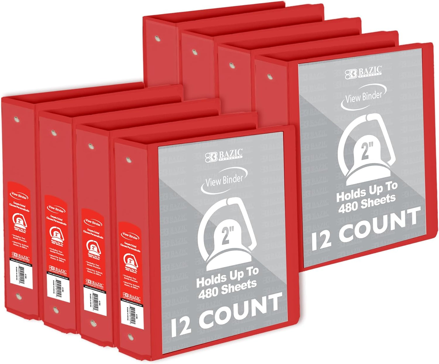 BAZIC Products 3 Ring Binder 2" View Binders Slant D Ring Organizer - Burgundy, Hold 480 Sheets Paper, for School Office Home, 1-Count