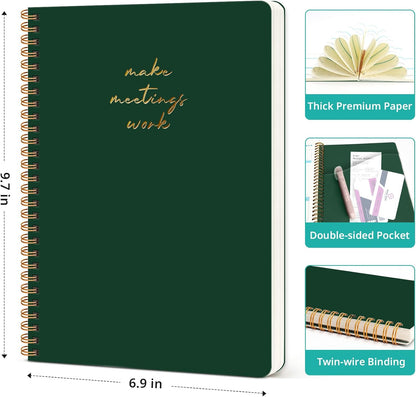 Meeting Notebook for Work Organization - Work notebook with action items, Meeting Minutes Planner Notebook, Perfect Office Supplies for Men & Women - Pink