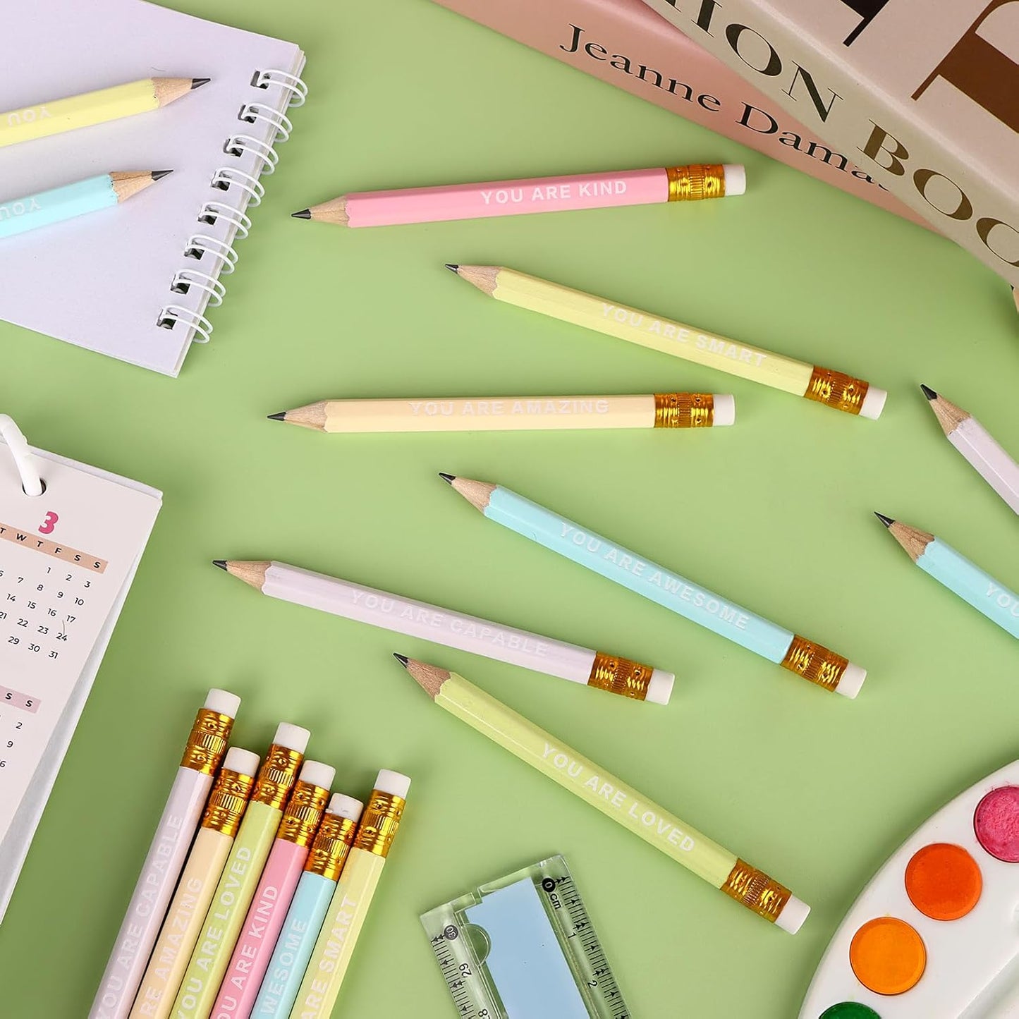 60Pcs Mini Pencils Bulk Inspirational Golf Pencils 4.1inch Short Woodden Pen-cils with Eraser for Kids Student Teacher Office Supplies
