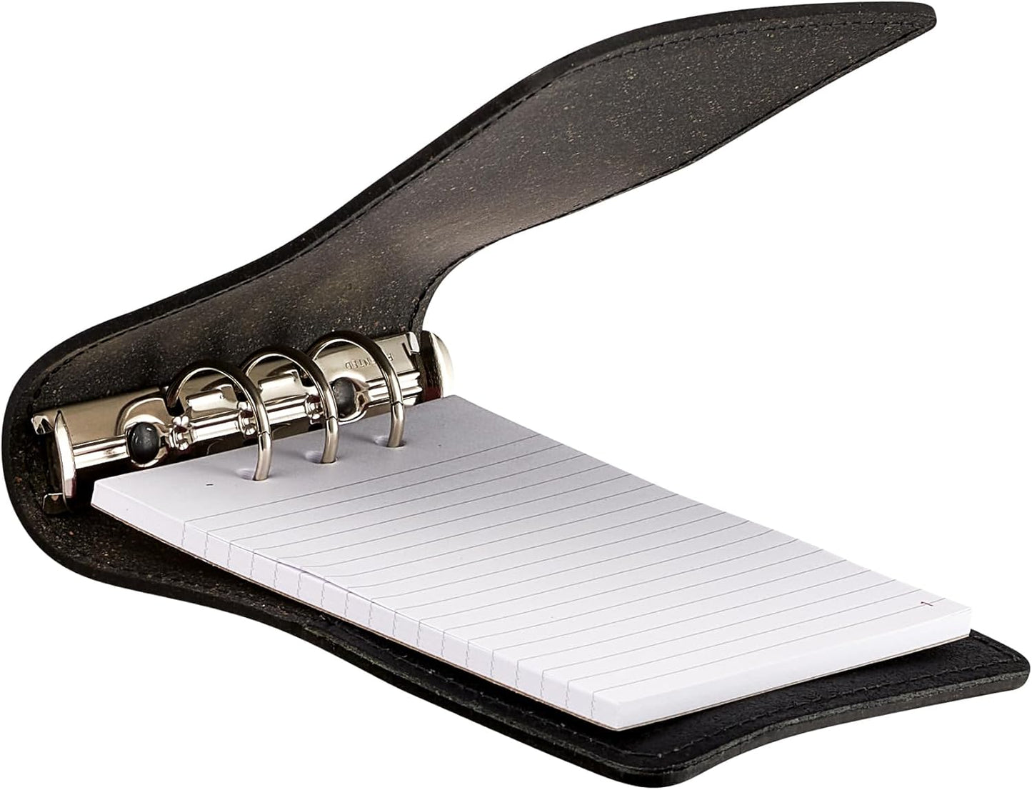 JAY-PEE Memo Book Note Pad Cover NYC Regulation Style Memo Binder with 3 Heavy Metal Rings. Includes 1 Small Size Note Pad 3" X 5" Made of Full Grain Black Leather