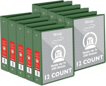 BAZIC Products 3 Ring Binder - Burgundy, Economy View Binder with Clear Overlay Cover and Round Rings, Organizer for School Office Home Use, 1.5-inch Capacity Holds 280 Sheets Paper, 1-Pack