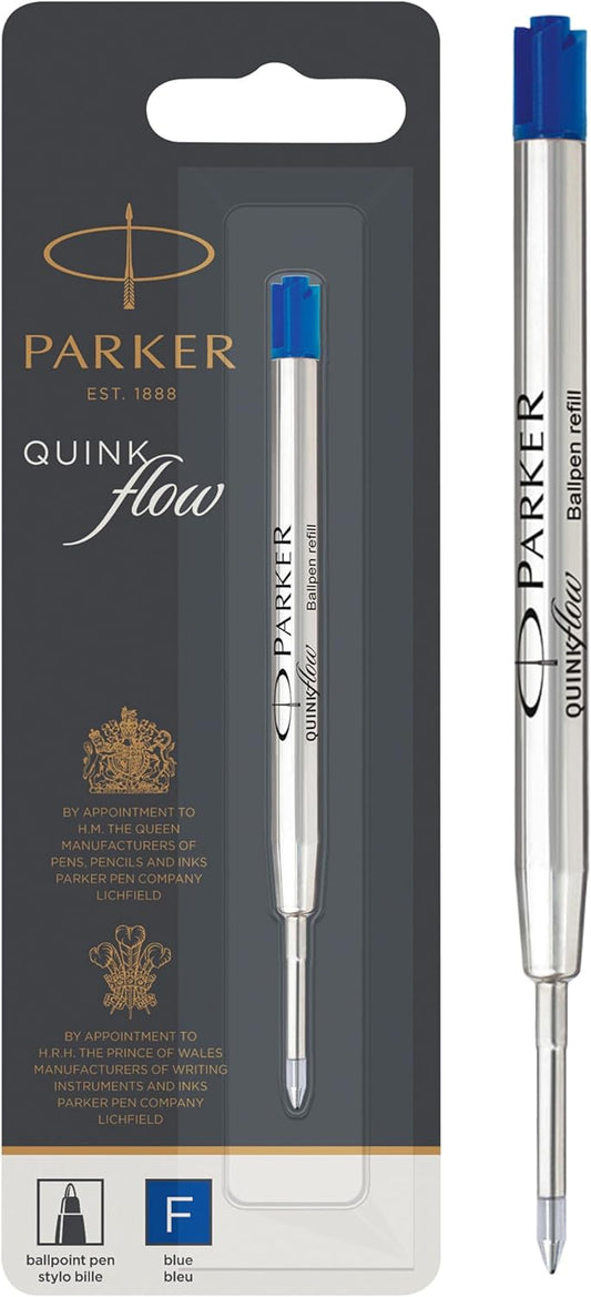 PARKER QUINKflow Ballpoint Pen Ink Refill, Fine Tip, Blue