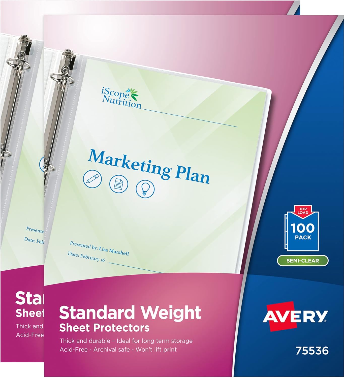 Avery Clear Standard Weight Sheet Protectors, Top Load, 25 Document Protectors (75530)