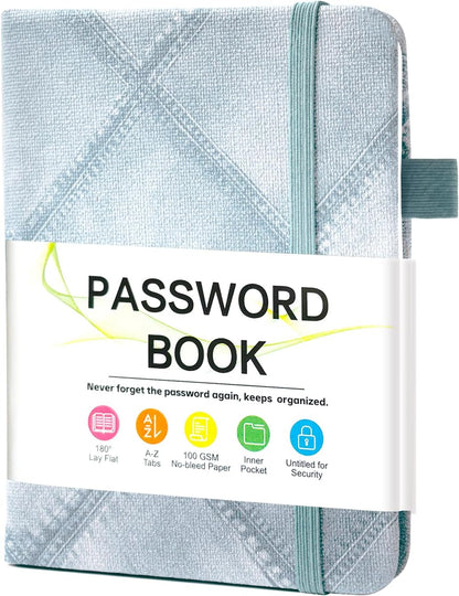 MOSA BEAR Password Keeper Book with Alphabetical Tabs，4.3"x5.7" Small Password Books for Seniors Password Notebook for Internet Website Address Log in Detail（Dark Blue）