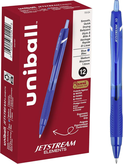 uniball Jetstream 101 Ballpoint Pens, Medium Point (1.0mm), Blue, 12 Pack