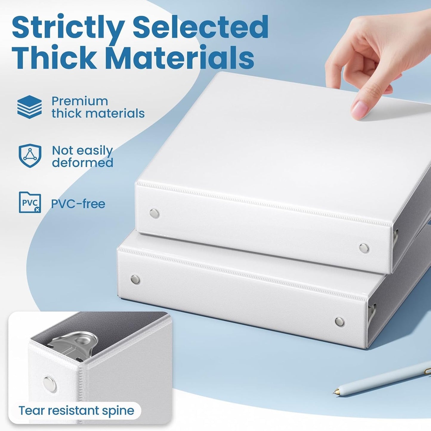 SUNEE 3 Ring Binders 1 Inch 12 Pack, Clear View Binders Bulk Three Ring PVC-Free (Fit 8.5x11 Inches) for School or Office Business Supplies, White