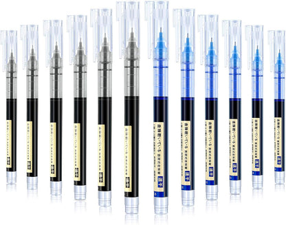 Frienda 12 Pieces Rolling Ball Pens 0.5 mm Japanese Quick Drying Fine Point Pens Liquid Ink Smooth Writing for Office Student Back to School Supplies(Multicolor)
