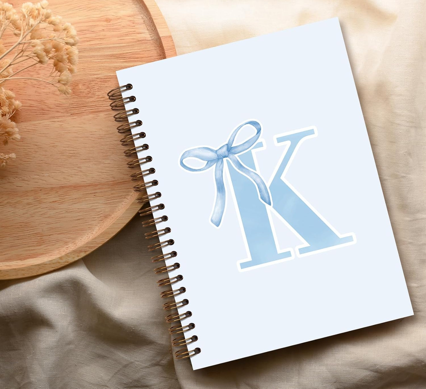 Blue Bow Journal Notebook for Girls,Initial H Journals Personalized Diary Gifts for Teen Girl Kids,Monogrammed Gifts for Women,Trendy Coquette Cute Hardcover Spiral Notebook 5.5 x 8.3 - Colors A